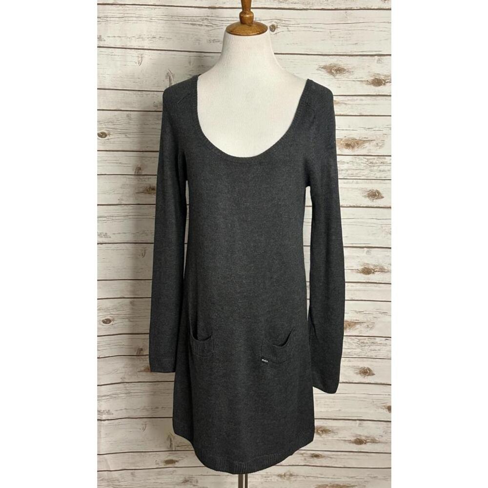 RVCA grey lagenlook scoop neck long sleeve pocket sweater dress/tunic Small